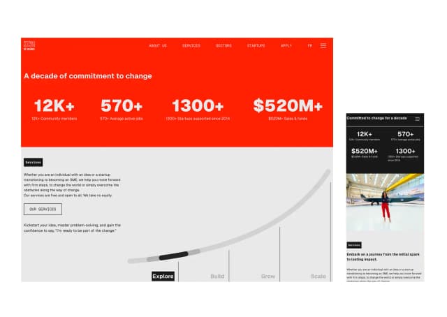 Desktop and mobile versions of the same section, showcasing differing designs